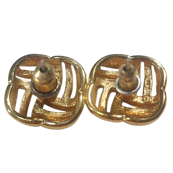 Napier Elegant Gold Plated Woven Earrings. - Picture 2 of 6